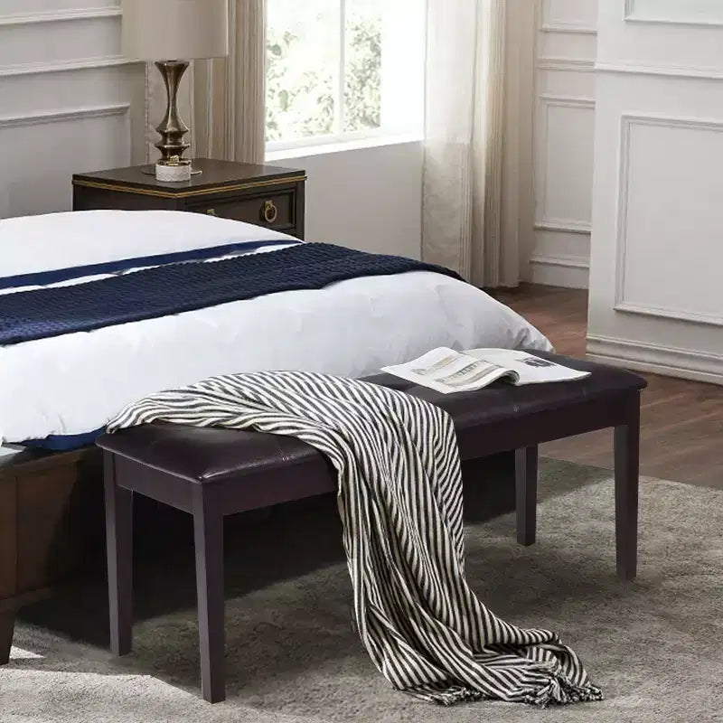 Panca da pranzo imbottita in legno con seduta trapuntata a bottoni