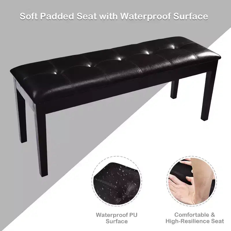Panca da pranzo imbottita in legno con seduta trapuntata a bottoni
