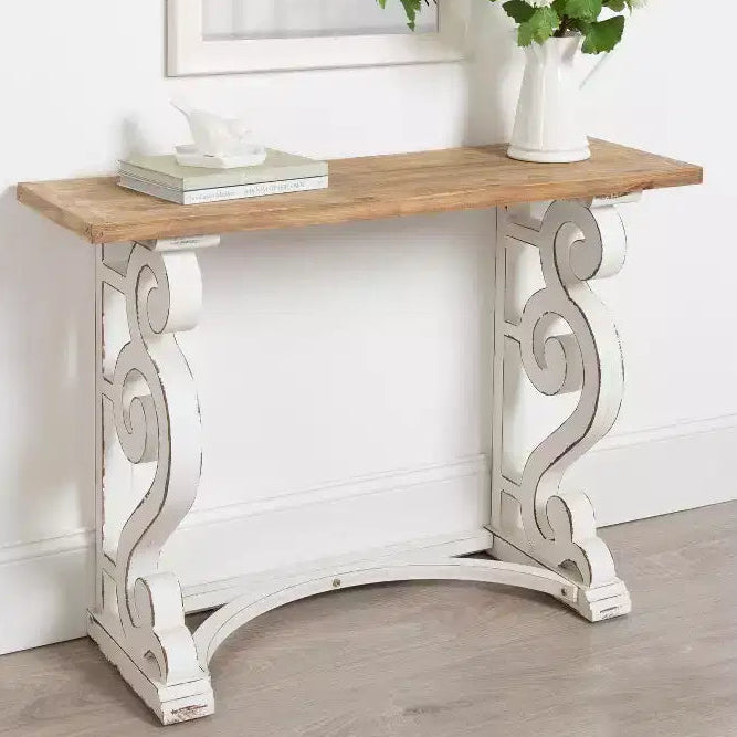 Consolle in legno con gambe curve