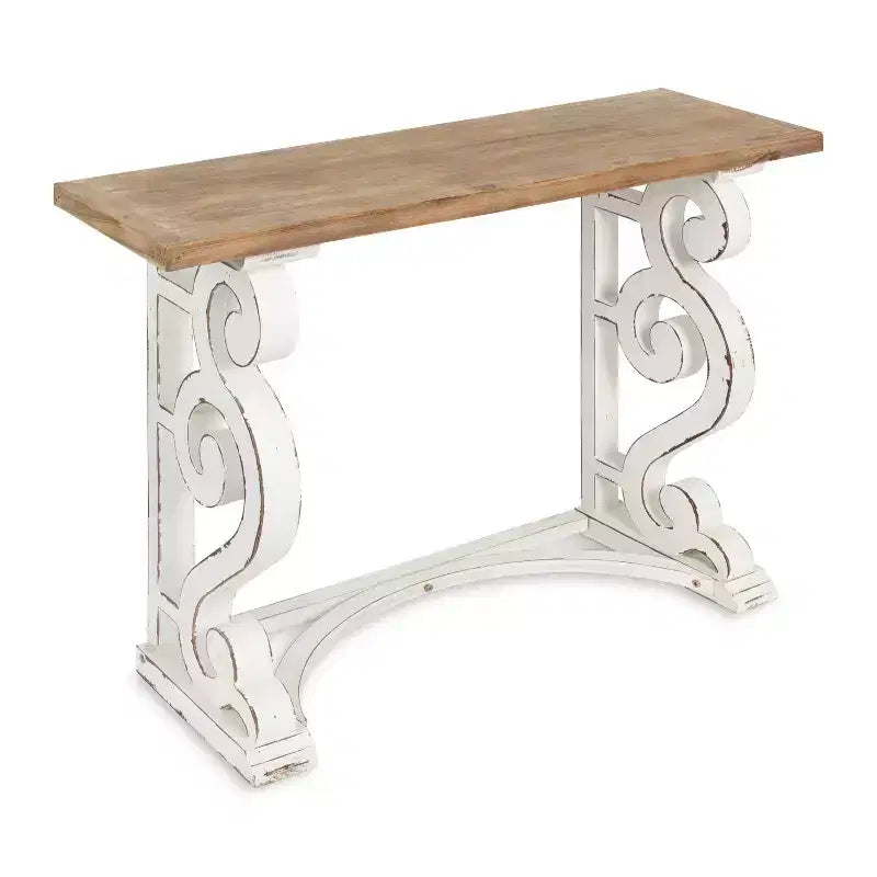 Consolle in legno con gambe curve