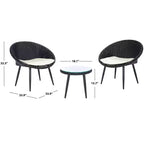 Set di sdraio Merami 3 pezzi - Per interni/esterni - PAT9017 - Nero/Beige - Safavieh