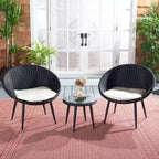 Set di sdraio Merami 3 pezzi - Per interni/esterni - PAT9017 - Nero/Beige - Safavieh