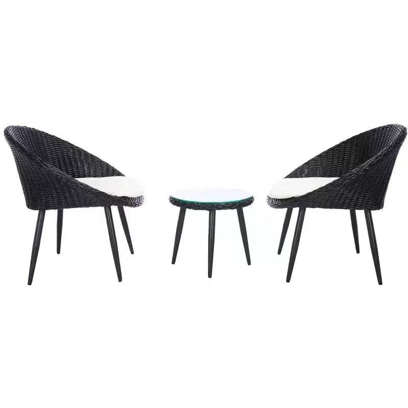 Set di sdraio Merami 3 pezzi - Per interni/esterni - PAT9017 - Nero/Beige - Safavieh