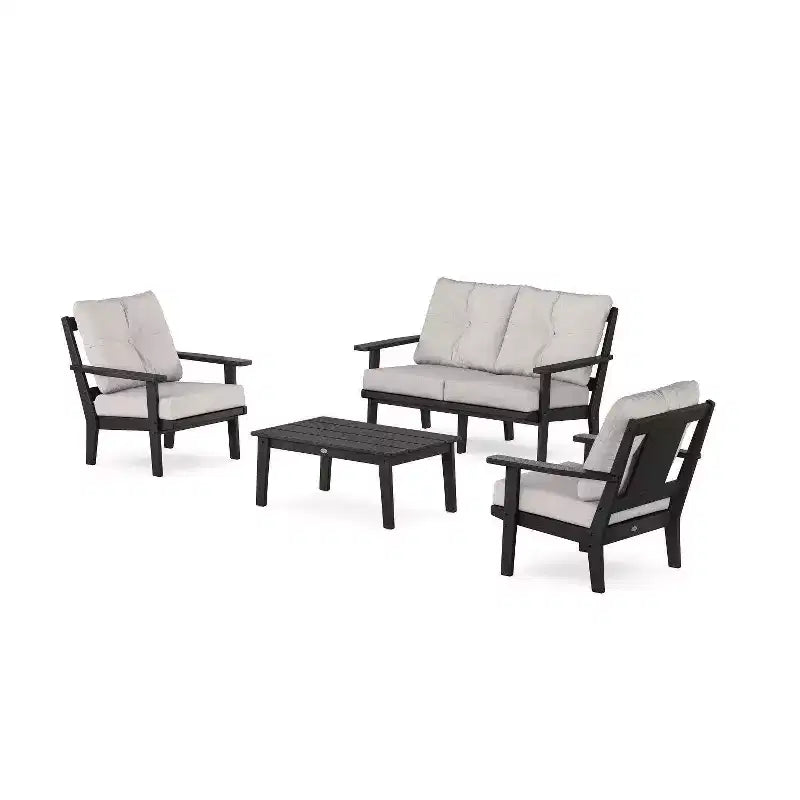 POLYWOOD Set da 4 pz da conversazione profonda per esterni da patio Prairie con divanetto a due posti