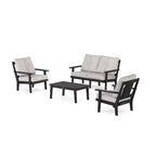 POLYWOOD Set da 4 pz da conversazione profonda per esterni da patio Prairie con divanetto a due posti