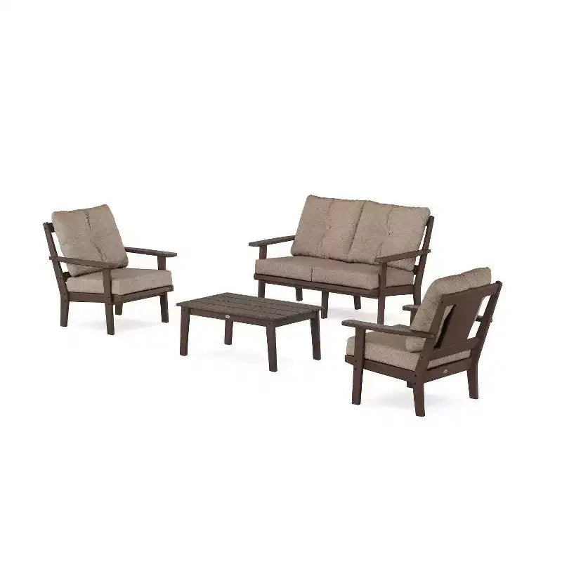 POLYWOOD Set da 4 pz da conversazione profonda per esterni da patio Prairie con divanetto a due posti