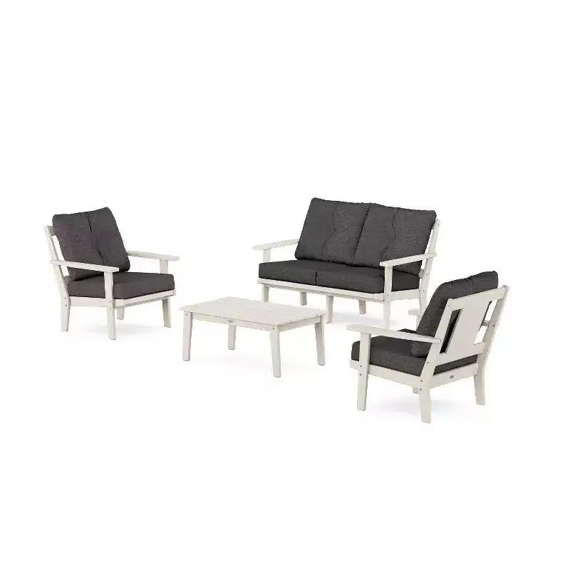 POLYWOOD Set da 4 pz da conversazione profonda per esterni da patio Prairie con divanetto a due posti