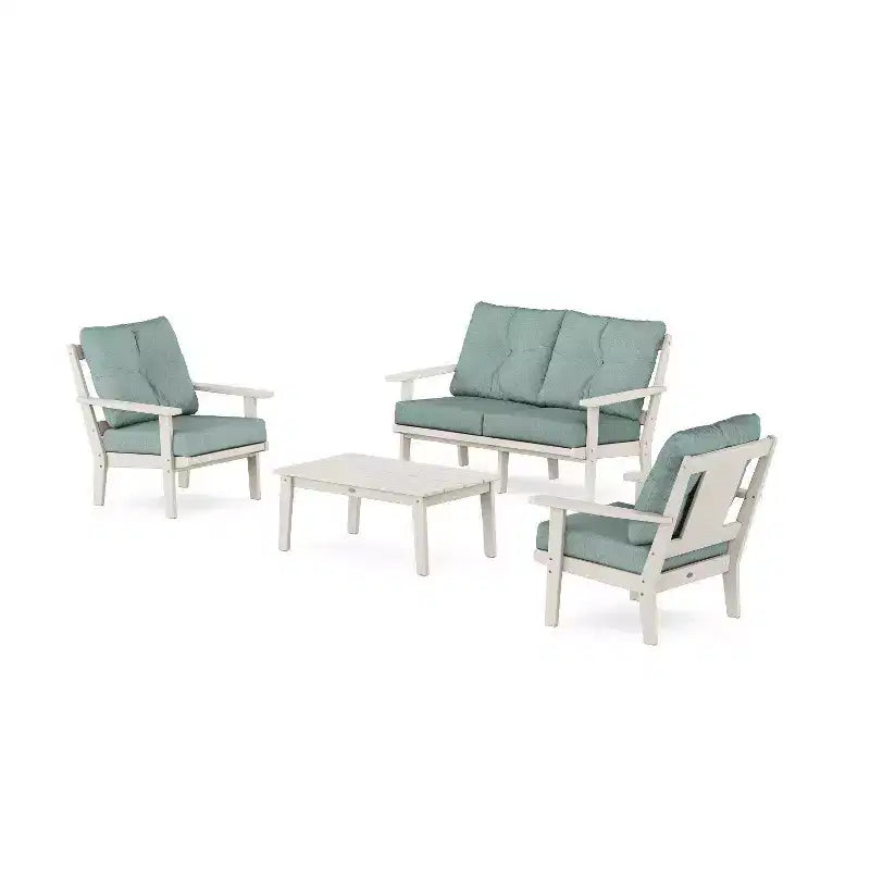 POLYWOOD Set da 4 pz da conversazione profonda per esterni da patio Prairie con divanetto a due posti