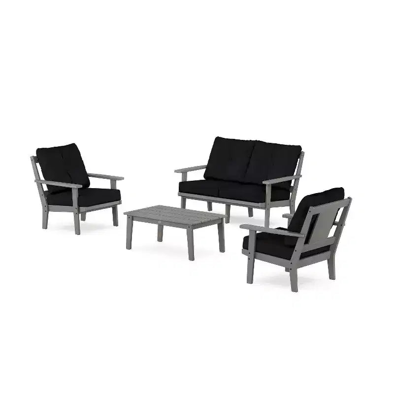 POLYWOOD Set da 4 pz da conversazione profonda per esterni da patio Prairie con divanetto a due posti