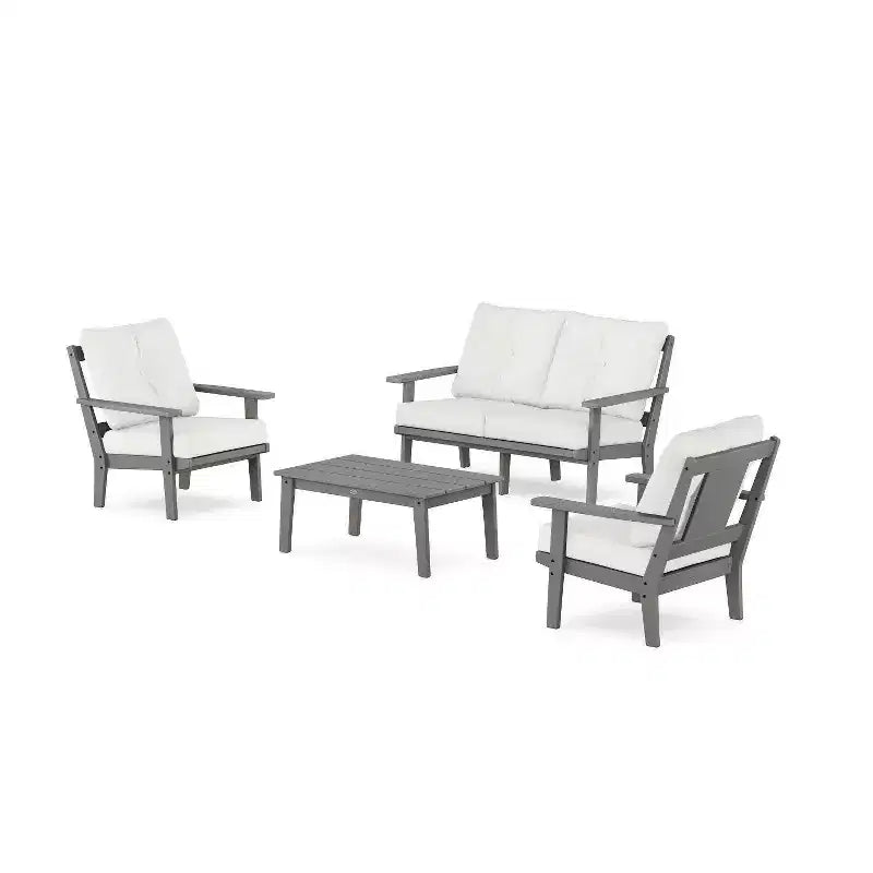 POLYWOOD Set da 4 pz da conversazione profonda per esterni da patio Prairie con divanetto a due posti