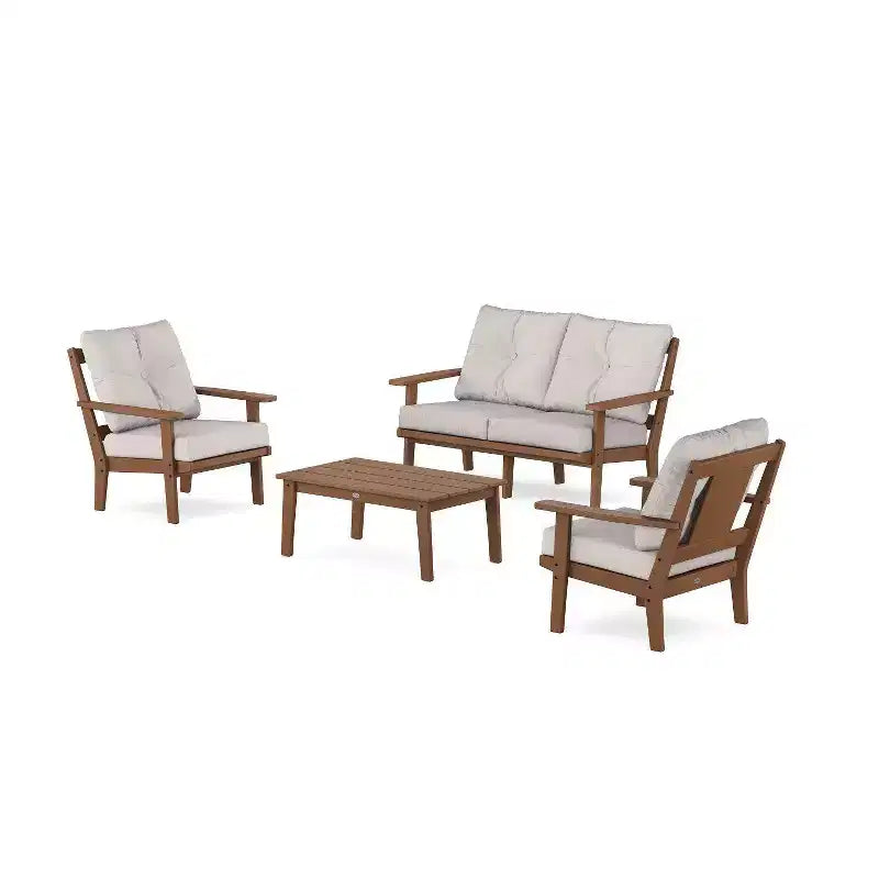 POLYWOOD Set da 4 pz da conversazione profonda per esterni da patio Prairie con divanetto a due posti