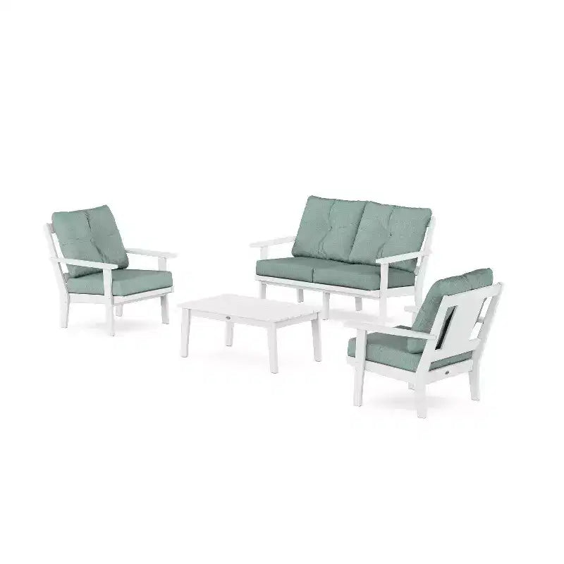 POLYWOOD Set da 4 pz da conversazione profonda per esterni da patio Prairie con divanetto a due posti
