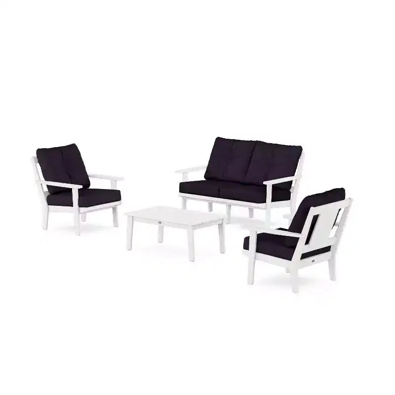 POLYWOOD Set da 4 pz da conversazione profonda per esterni da patio Prairie con divanetto a due posti