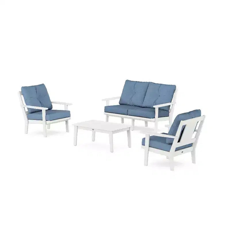 POLYWOOD Set da 4 pz da conversazione profonda per esterni da patio Prairie con divanetto a due posti