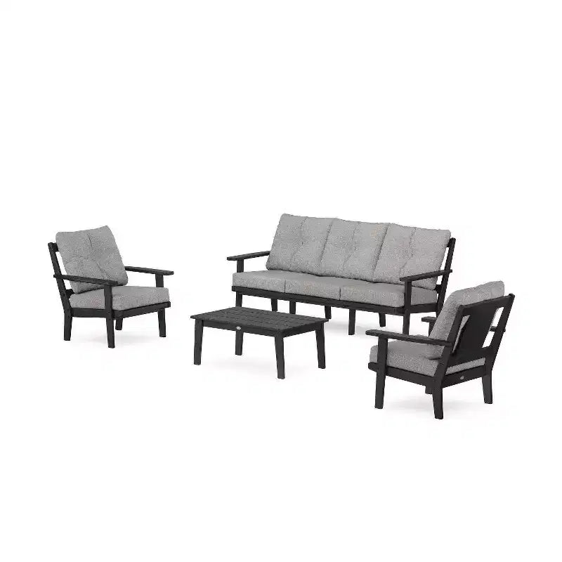Set da conversazione da esterno con divano e poltrone POLYWOOD Prairie a 4 pezzi