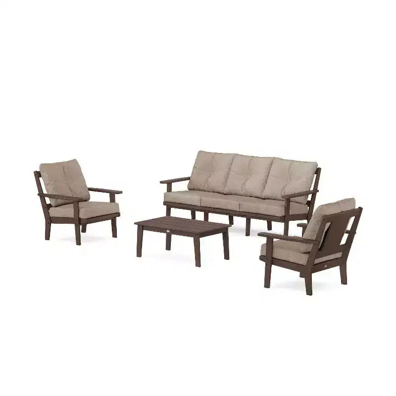 Set da conversazione da esterno con divano e poltrone POLYWOOD Prairie a 4 pezzi