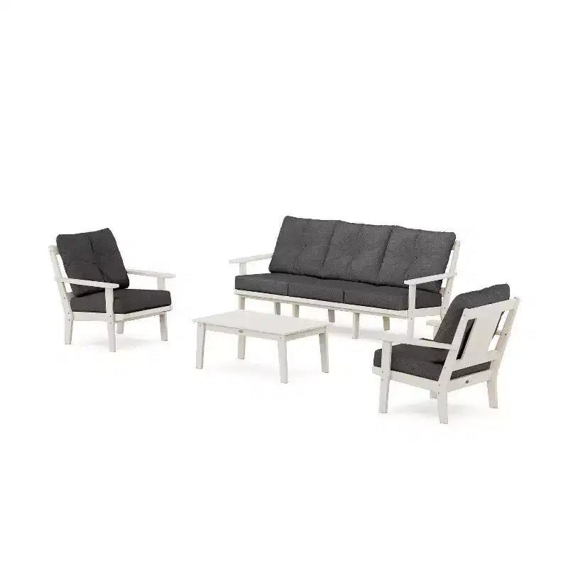Set da conversazione da esterno con divano e poltrone POLYWOOD Prairie a 4 pezzi