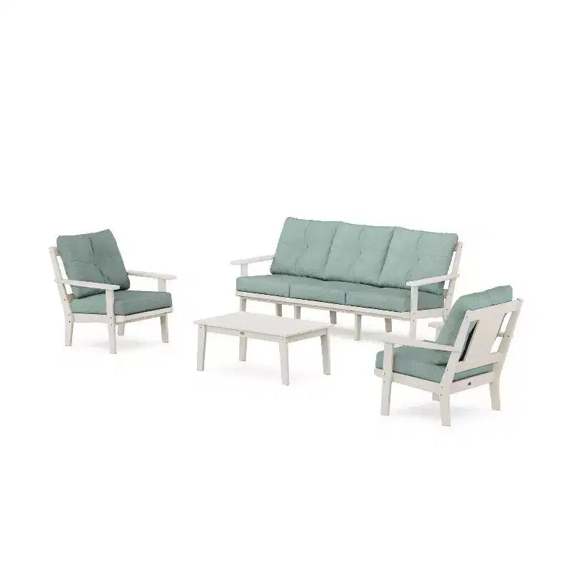 Set da conversazione da esterno con divano e poltrone POLYWOOD Prairie a 4 pezzi