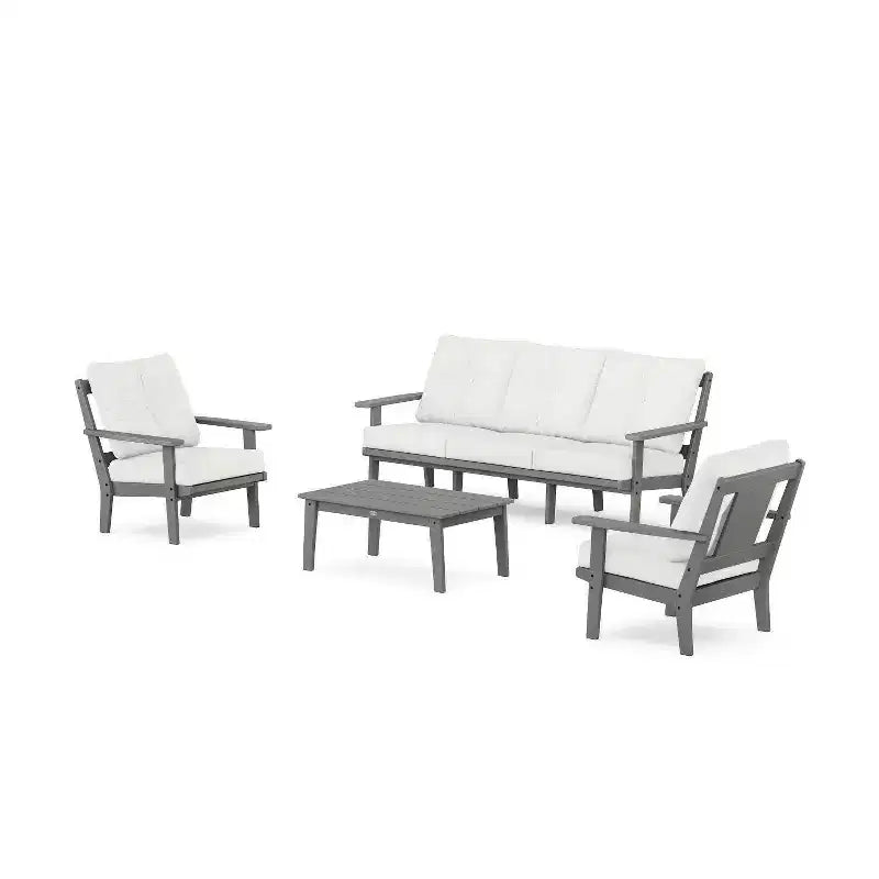 Set da conversazione da esterno con divano e poltrone POLYWOOD Prairie a 4 pezzi