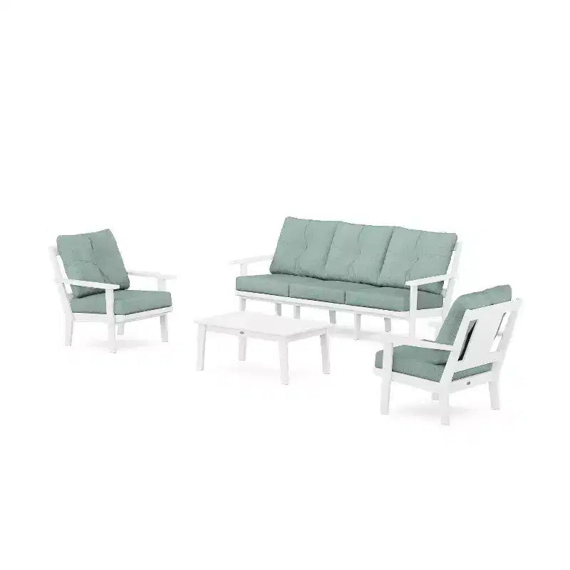 Set da conversazione da esterno con divano e poltrone POLYWOOD Prairie a 4 pezzi