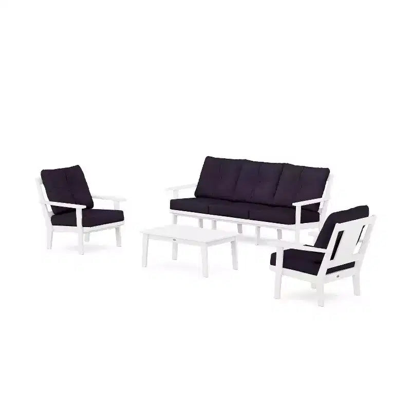 Set da conversazione da esterno con divano e poltrone POLYWOOD Prairie a 4 pezzi