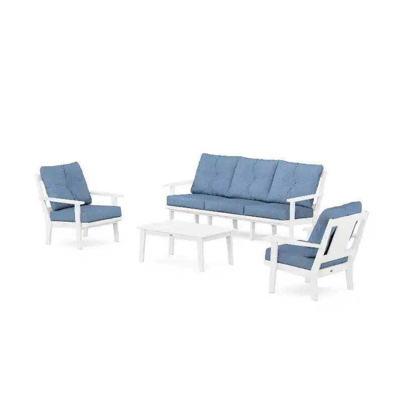 Set da conversazione da esterno con divano e poltrone POLYWOOD Prairie a 4 pezzi
