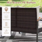 Costway Set Mobili da Giardino 2 Pezzi Divanetto in Rattan PE con Tavolino da Caffè in Legno di Acacia per Esterno