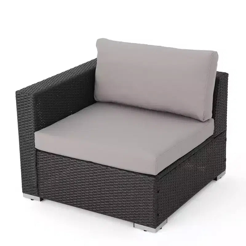 Christopher Knight Home Chloe Set da Salotto da Esterno a 7 Posti in Vimini con Cuscini, Grigio/Grigio Chiaro