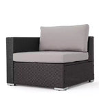 Christopher Knight Home Chloe Set da Salotto da Esterno a 7 Posti in Vimini con Cuscini, Grigio/Grigio Chiaro