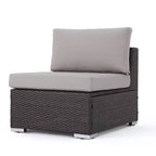 Christopher Knight Home Chloe Set da Salotto da Esterno a 7 Posti in Vimini con Cuscini, Grigio/Grigio Chiaro