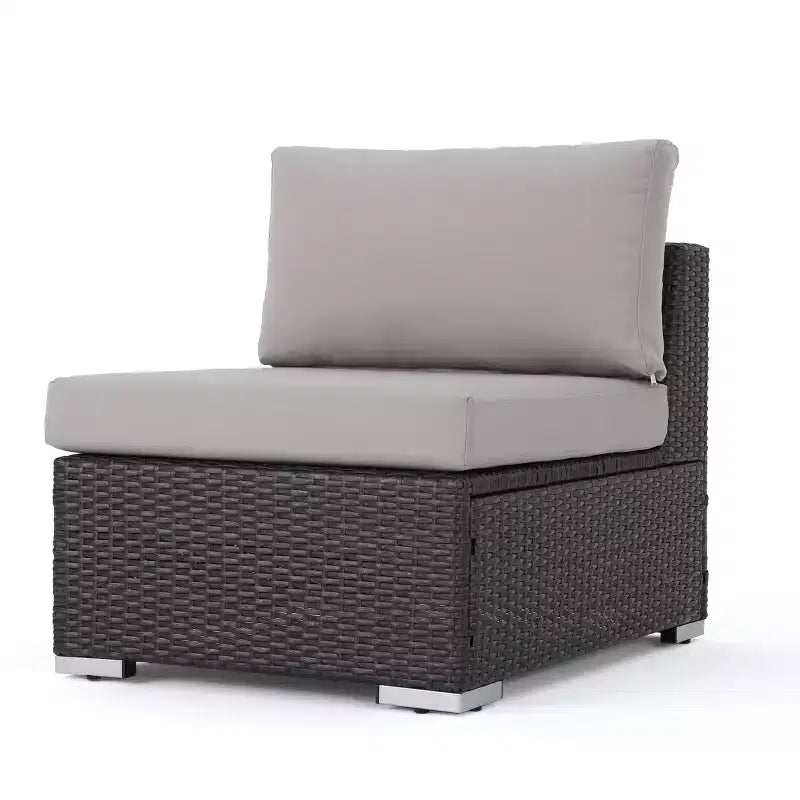 Christopher Knight Home Chloe Set da Salotto da Esterno a 7 Posti in Vimini con Cuscini, Grigio/Grigio Chiaro
