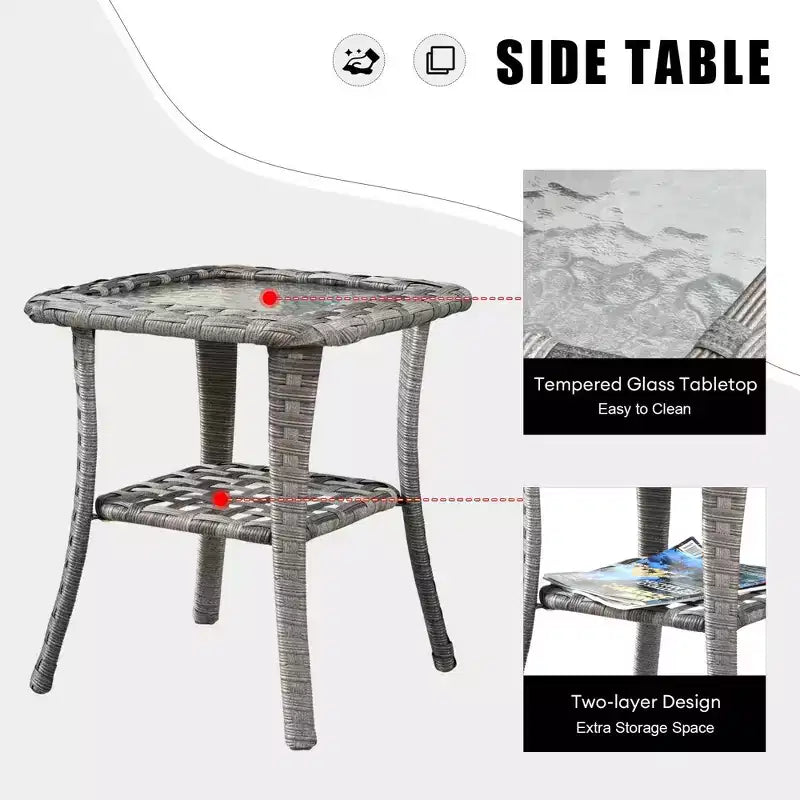 Marlton Set di mobili da esterno in vimini a 8 pezzi per patio, divano componibile con poltrona girevole e cuscini