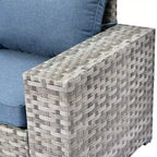 Marlton Set di mobili da esterno in vimini a 8 pezzi per patio, divano componibile con poltrona girevole e cuscini