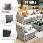 Marlton Set di mobili da esterno in vimini a 8 pezzi per patio, divano componibile con poltrona girevole e cuscini